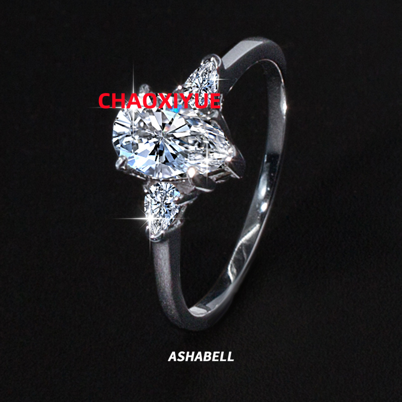 Factory Wholesale Teardrop Shape Marquise Cut Diamond Moissanite 925 Silver Wedding Proposal Ring for Women