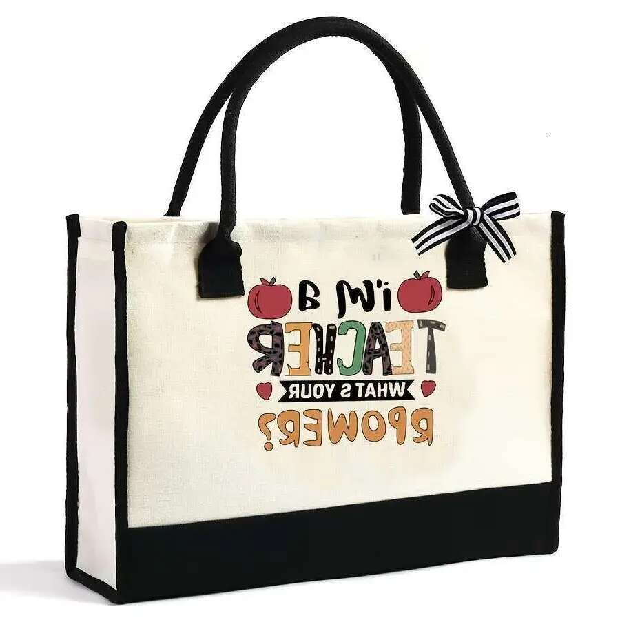 1pc Casual Style Large Capacity Tote Women, Reusable Waterproof ing, Thick Canvas Shoulder Bag for Travel and Beach Vacation