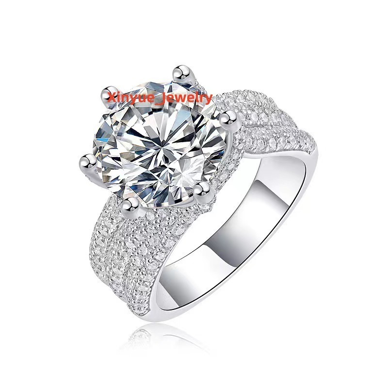 High Quality 3ct 5ct Round Cut D Color Moissanite Jewelry 925 Sterling Silver Jewelry Ring Engagement Wedding Ring for Women