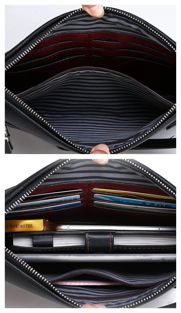 Mens Genuine Leather Handbag Business Solid Color Card Bag Purses Fashion Ultra Thin Men Business Card Holder Phone Bags 250526