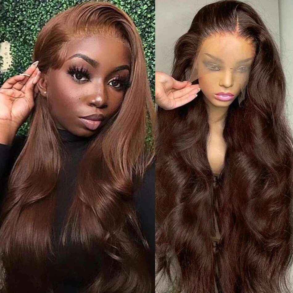 250 Density Human Hair Wigs Chocolate Brown Front Body Wave 13x6 Hd Lace Frontal Wig for Black Women Clearance