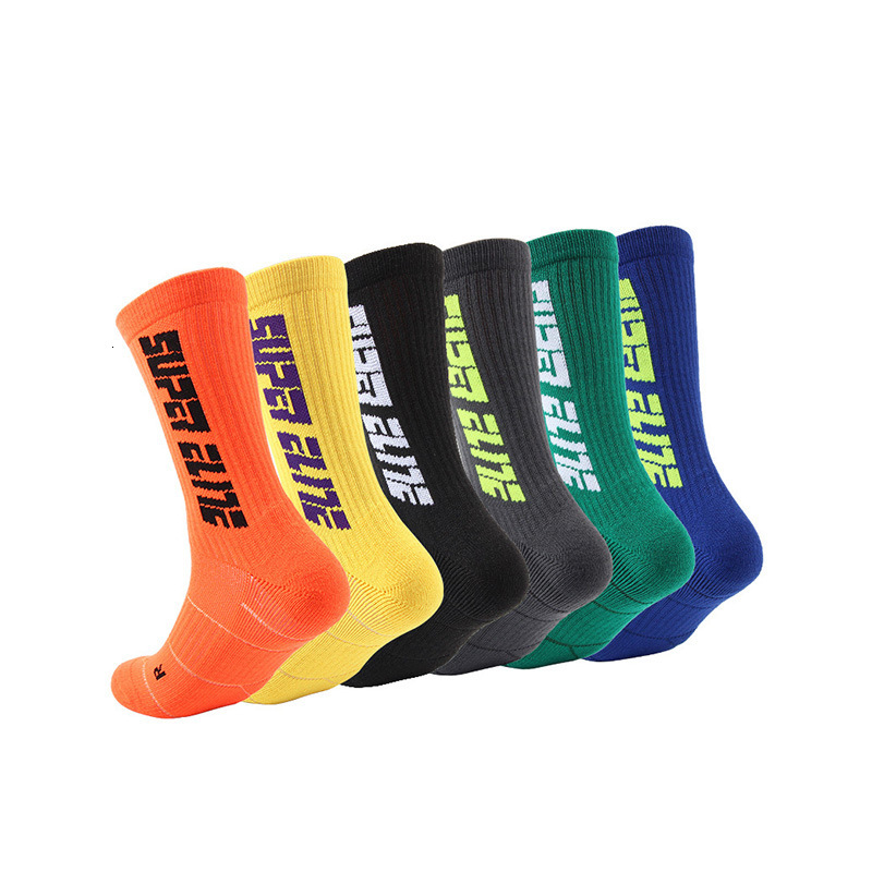 Men's Professional Sports Basketball Letter Trend Towel Sole Non-Slip Running Durable Socks