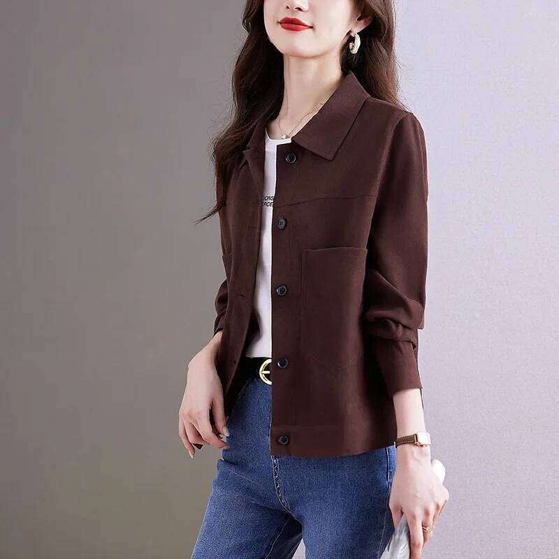Women's Wear Casual Short Jacket Women's Spring Autumn New Style Turn-Down Collar Thin Model Popular Top Ladies' Outerwear Coat