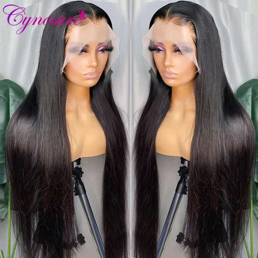 Cynosure 13X4/13X6 HD Transparent Front Human Hair Wigs for Women Pre Plucked Remy Brazilian Straight Lace Frontal Wig