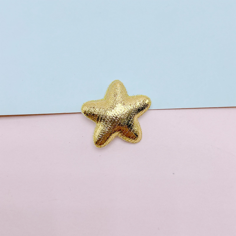 100Pcs 2CM Shiny Fabric Star Heart Padded Appliques Sew on Patches Embellishment for Scrapbooking Cake Topper Hair Clip Accessories
