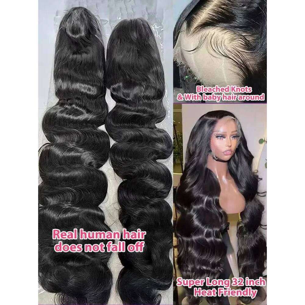 13x4 Body Front Human Hair 200% Water Wave Pre Plucked HD Transparent Lace Wig 5x5 Closure Glueless Wigs For Women