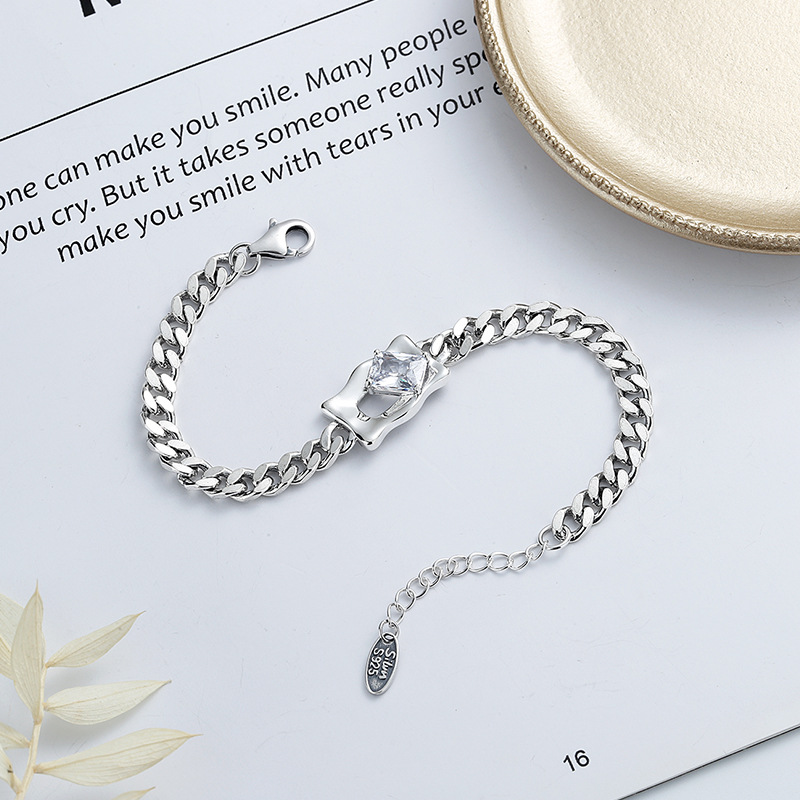 S925 sterling silver fashion trend personalized live-streaming influencer style cool and elegant casual diamond magic mirror luxury small-scale design