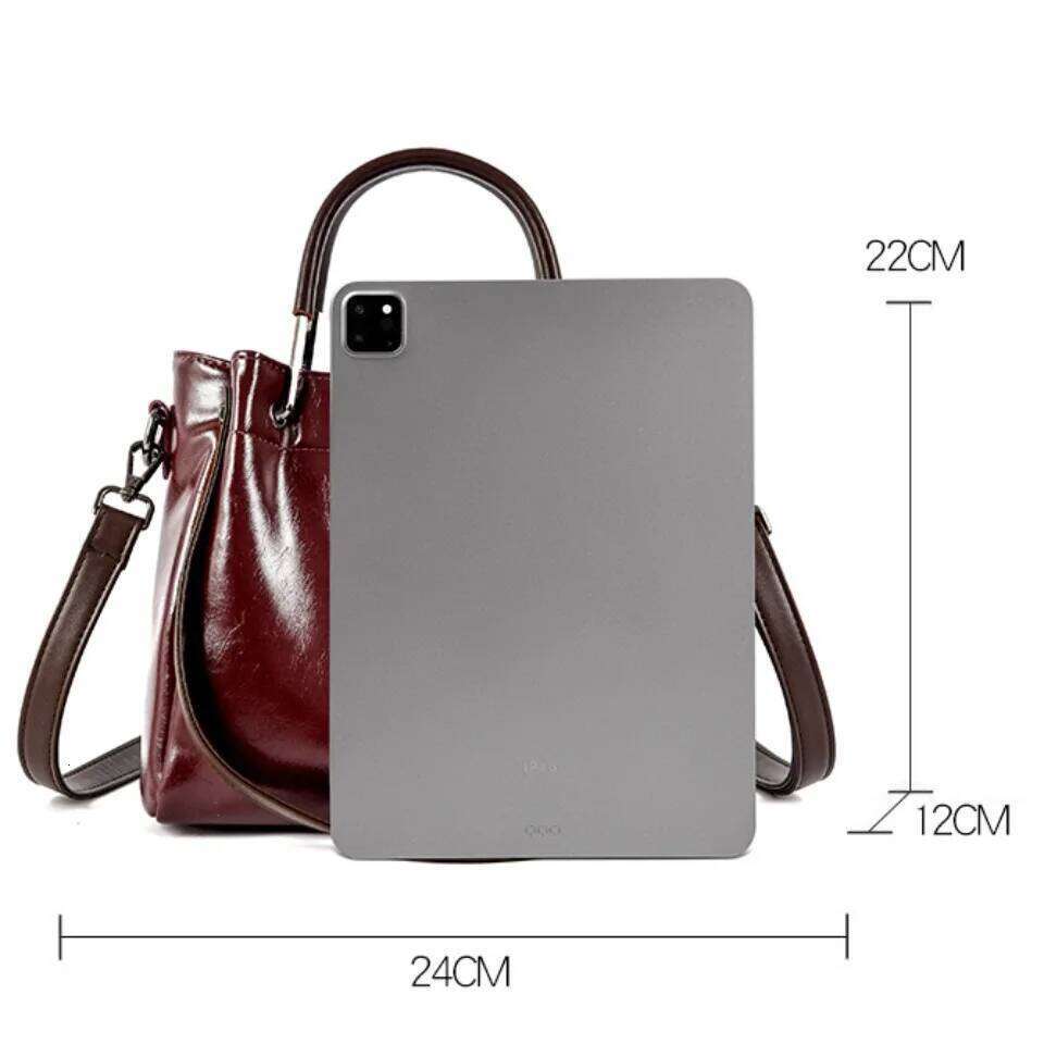 Hiqh Quality Oil Pu Leather Shoulder Hand For Sac Handbags Women Bags Designer Vintage Large Capacity Tote Bag