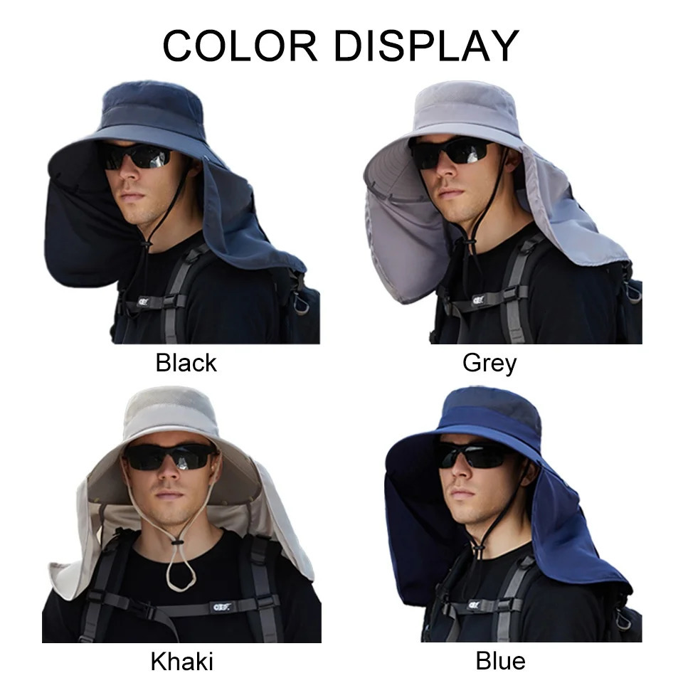 LOOGDEEL Summer Sunshade Fishing Cycling Cap Outdoor Sunscreen Face Covering Hat Oversized Brim Dual-purpose Fisherman Headwear 250523