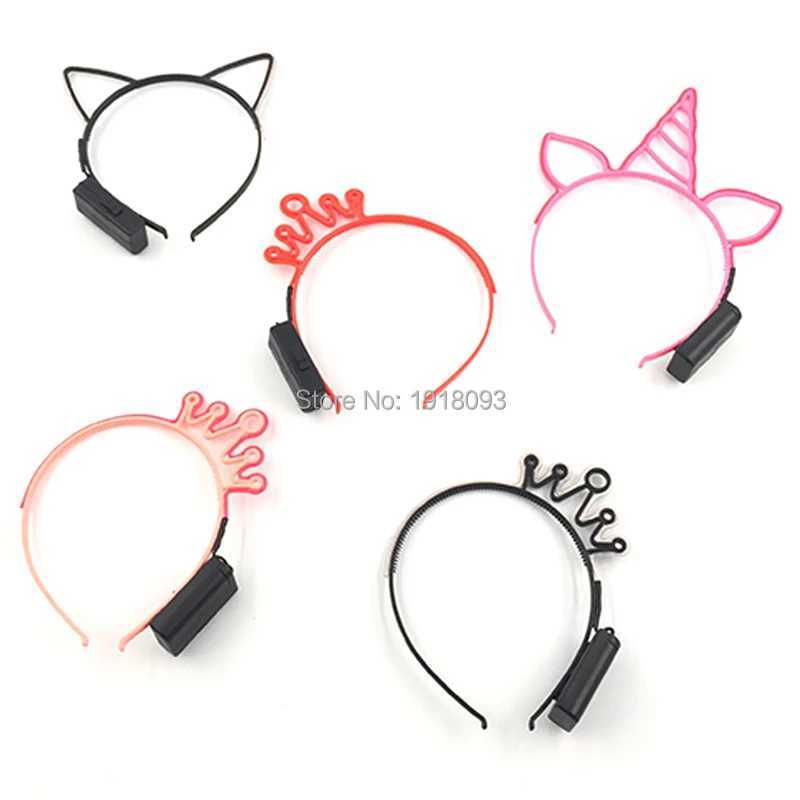 3 Style Unicorn Crown Cat LED Glow Headband Cute EL Neon Light up Headband for Glow Party Supplies Concert Costume Decoration W250528