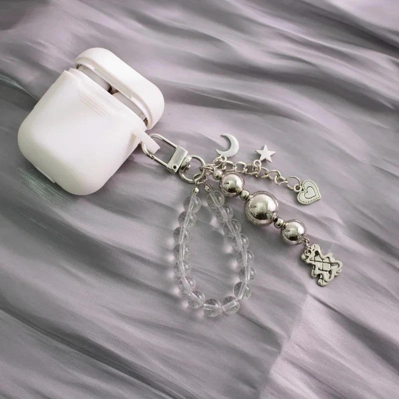 Fashion Handmade Beaded Pearl Keychain Pendant Mobile Phone Key Chains Heart Love Decorations Headphone Jewelry Accessories Gift 250527