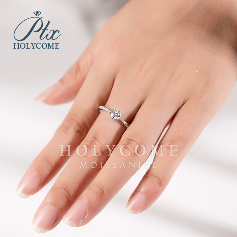 18k 14k Gold Plated Solitaire Diamond Ring 925 Sterling Silver Wedding Engagement 0.5ct D VVS Lab Grown Moissanite Diamond Jewelry Rings for Women