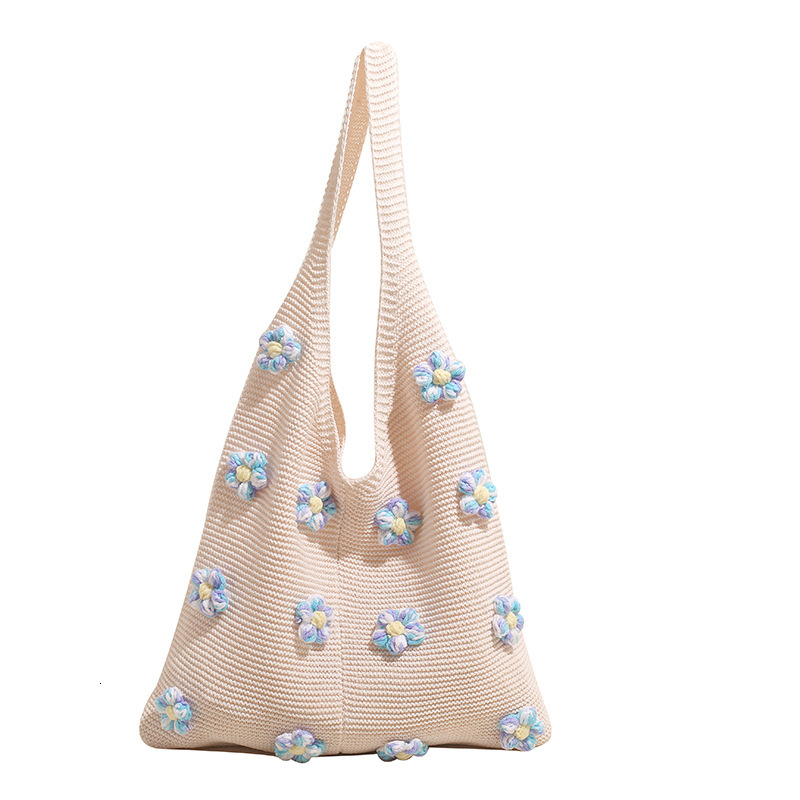 Women's Handbag Free Shipping Designer Bag Spring Summer Knitted Flower Single Shoulder Tote Bag Lazy Style Small Fresh Sweet Simple Armpit Bag B