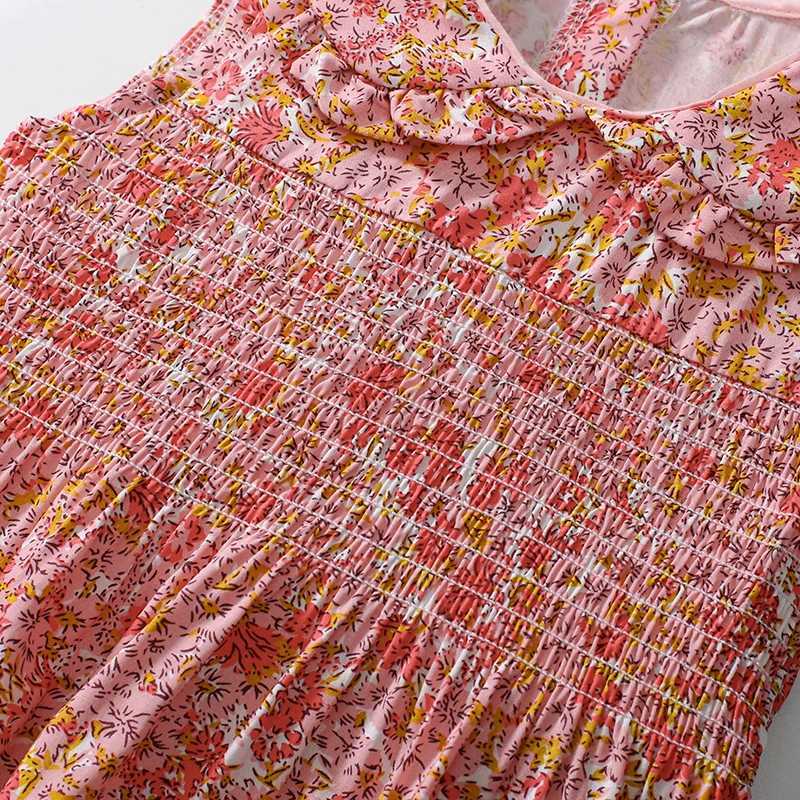 Little maven Baby Girls Kids Clothes Childrens Clothing 2025 Summer New Sleeveless Cartoon Flowers Dresses 2-7 Years X250528