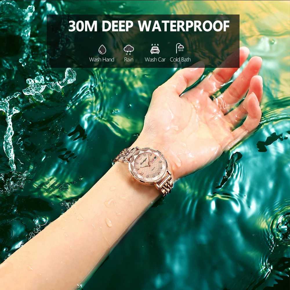 POEDAGAR Watch Women New Fashion Luxury Stainless Steel Wristwatch Bracelet Simple Rose Gold Waterproof Luminous Ladies Watches XJ250527