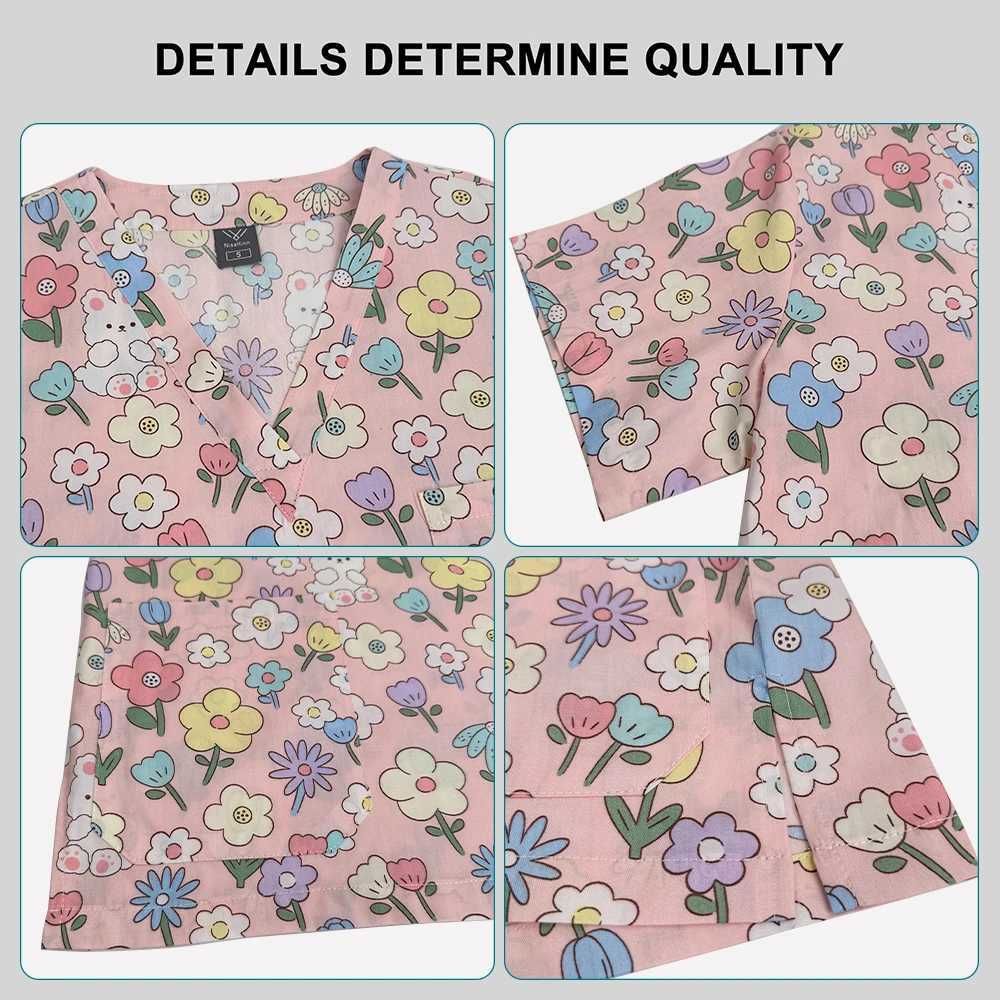 Printing Cartoons Surgical Gown Short-Slved T-shirt Cotton Operating Room Doctor Scrub Top Men Overalls Nursing Uniforms Women X250528