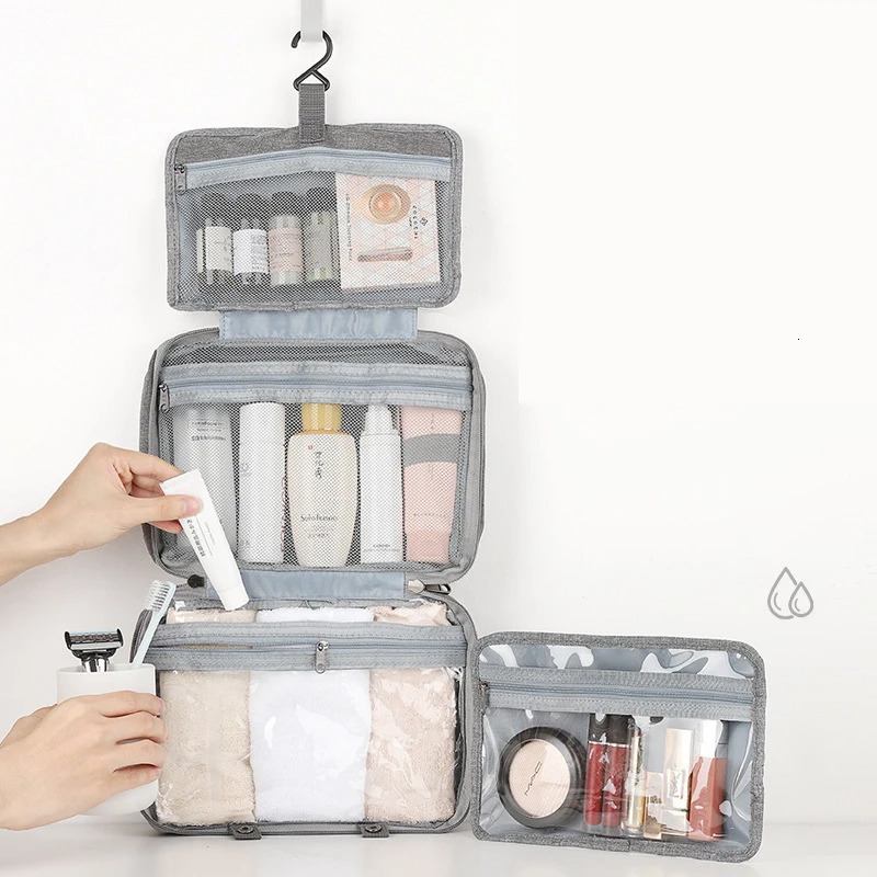 Waterproof Hanging Hook Toiletry Bag Large Folding Handbag Travel Makeup Cosmetic Razor Storage Organizer Case Bathroom Supplies 250528