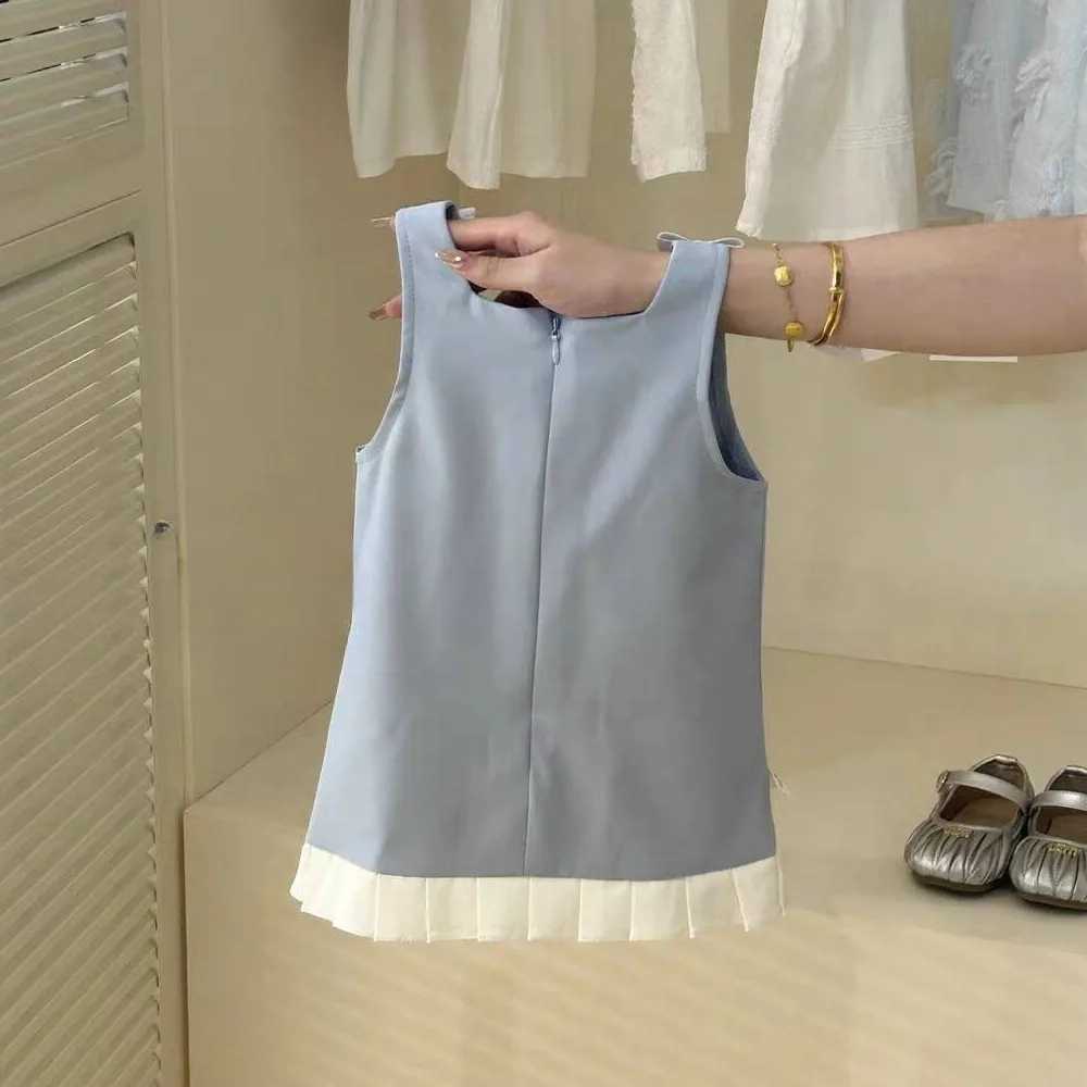 Summer New Korean Version Fashionable Girls Clothes Sleeveless Bow Sequin Lace Vest Dress Cool and Casual for Kids Daily Wear X250528