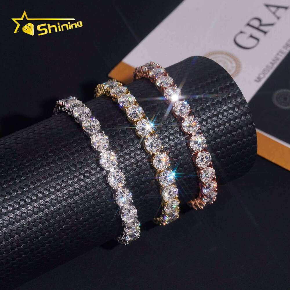 GRA Certificated Sterling Sier VVS Chains Hip Hop Men Women6.5MM Moissanite Tennis Necklace Fine Jewelry