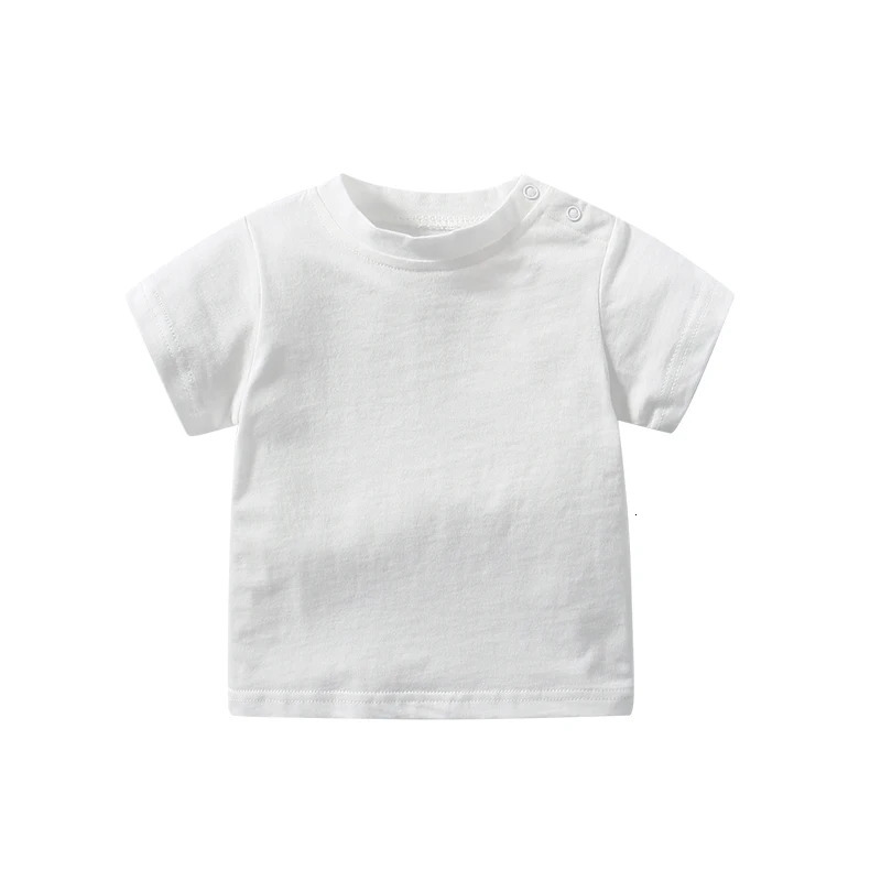 Baby Tops born Boys Girls Tshirt 100% Cotton Clothes 024 Months Summer Short Sleeve Shoulder Button Solid Color Infant Tees 250528