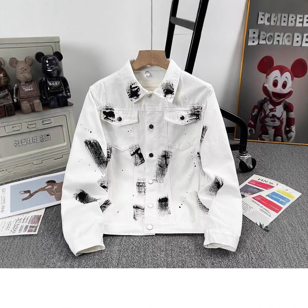 2024 Trendy Mens Vintage Denim Jacket Unisex Street Style Loose Casual Versatile Couples Coat