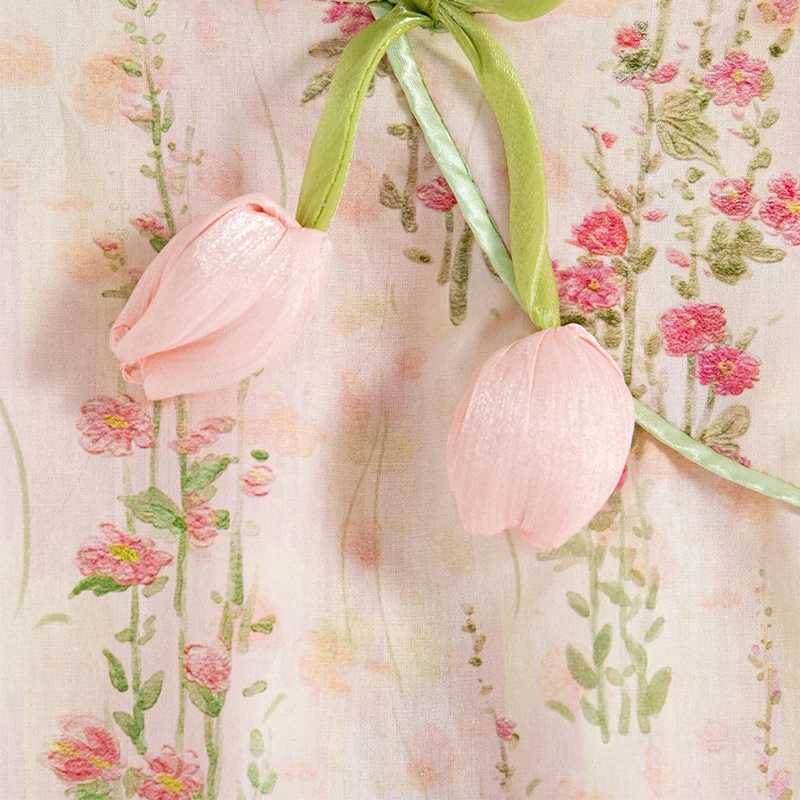 Summer New Chinese Retro Style Baby Girl Sleeveless Dress Sweet Pink Tulip ChildrenS Clothing (9 Months -4 Years Old) X250528