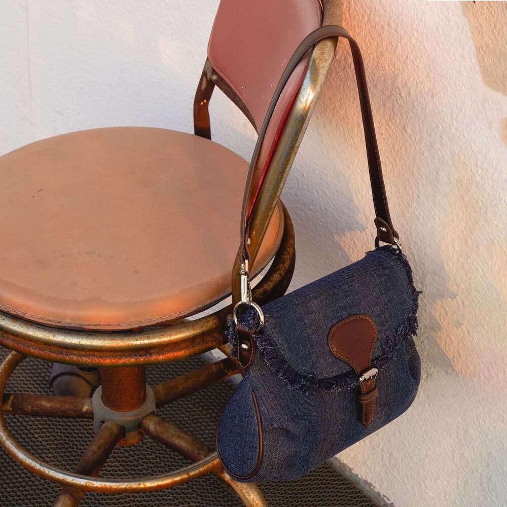 for Women 2023 Spring Summer New Simple Denim Underarm Niche Personality Handmade Wool Canvas Bag