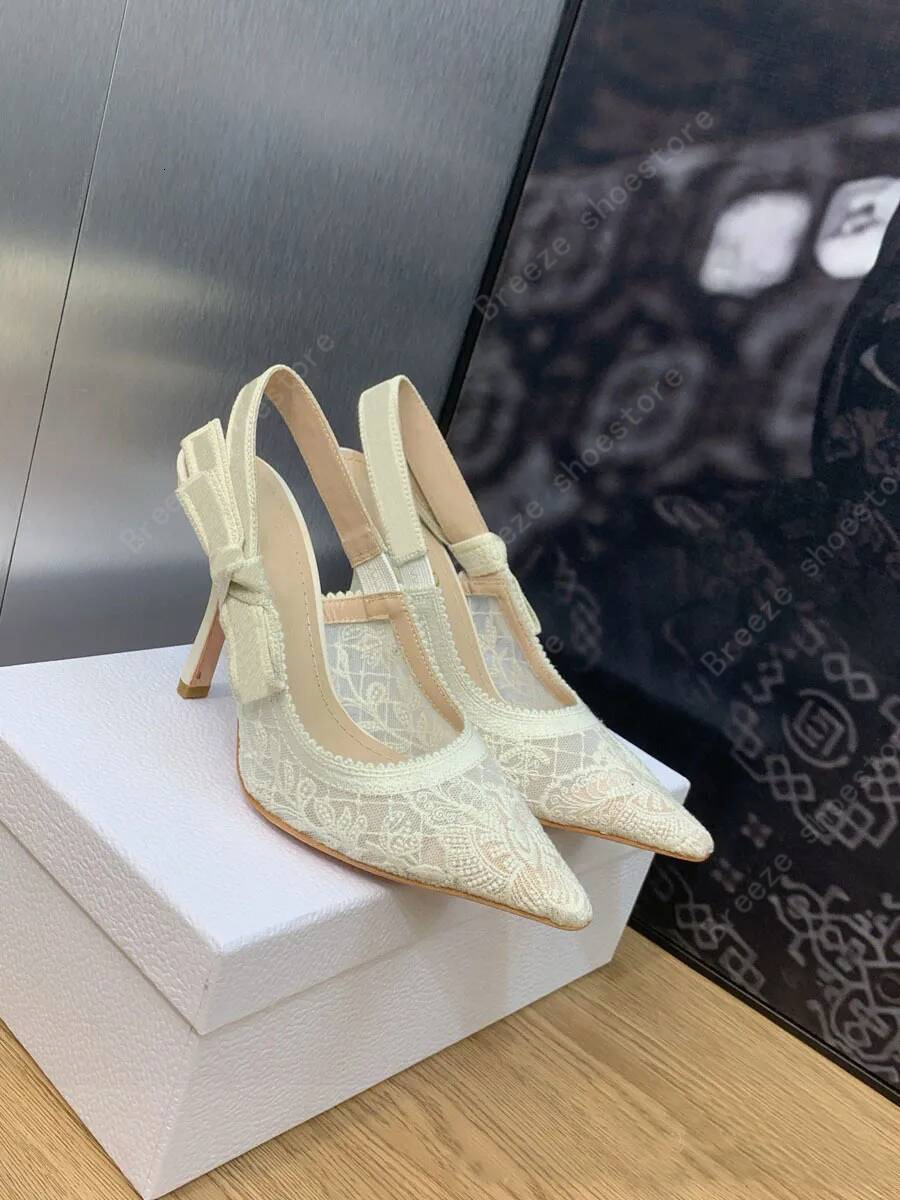 2025 New Designer Shoes High Heels Classic Black Sandals Women's Low Heel Lace Embroidered Cat Heel Women's White And Black Wedding High Quality Designer Sandals