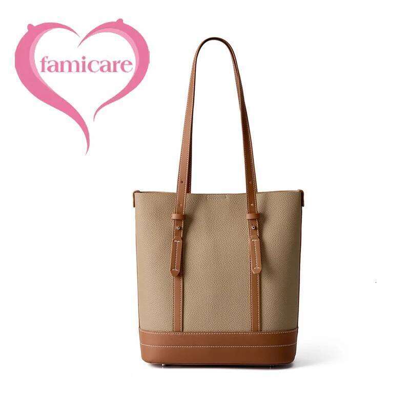 Ladies' Casual Cowhide Genuine Leather Shoulder Female Commute Shopping Bucket Tote Bag Large Capacity Women Composite Bags