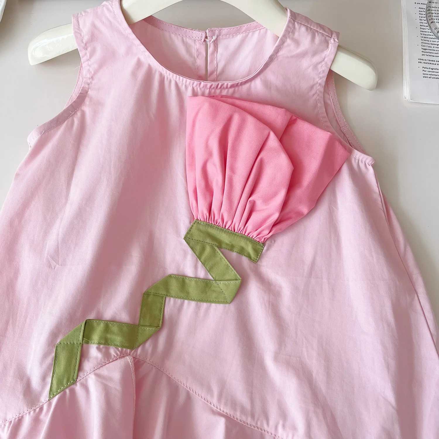 Girls Casual Dresses Rose Sleeveless Spliced Fishtail Dress Girls Clothes for 2 To 7 Years Kids Clothes Girls Dresses X250528