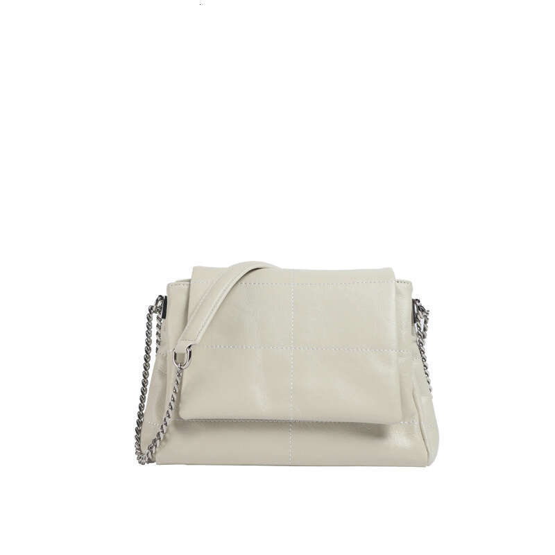 Top Layer Cowhide Stray Large Capacity Women's Handbag Korean Style Quilted Niche Fashion Chain Bag