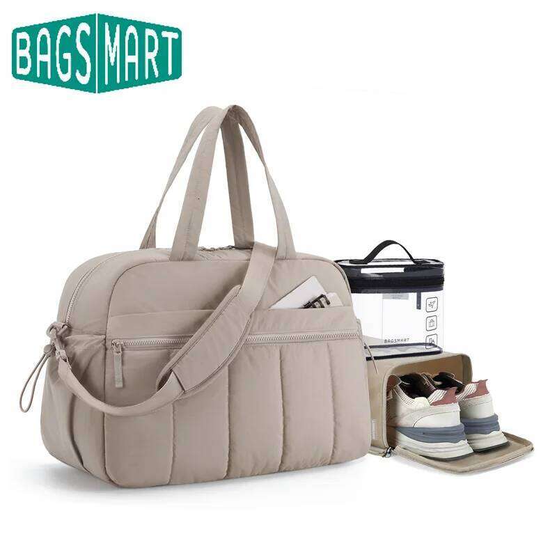 BAGSMART 3pc Bag Lightweight Outdoor Gym Bags Large Capacity Weekender Duffel Storage Handbag Travel Essentials