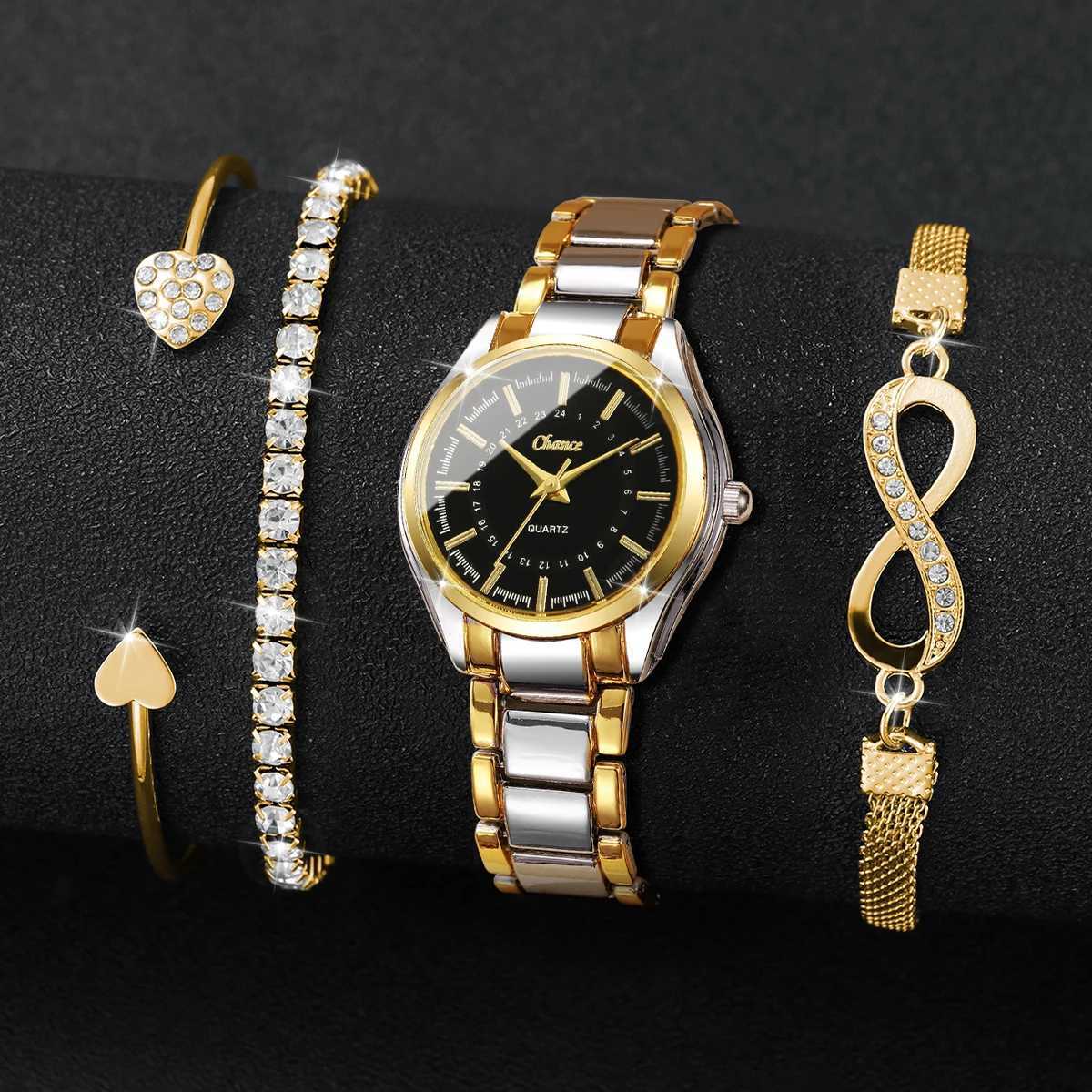 4PCS/Set Fashion Small Dial Women Watches Ladies Luxury Analog Quartz Wristwatch Bracelets Set Reloj MujerWithout Box XJ250527