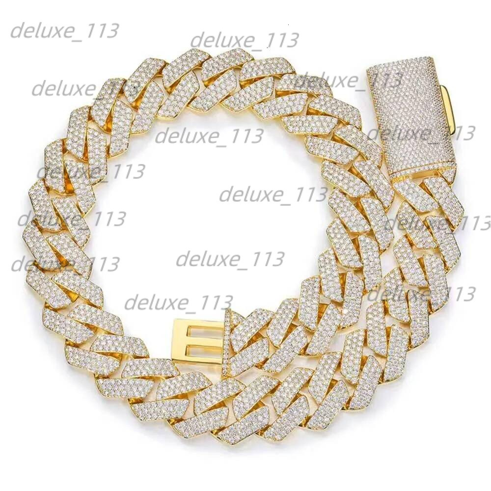 Fashion Jewelry Designer Cuban Chain, Pure Sier Tin 3 Rows Mosonite Necklace Men's Gift Gothic Iced Pendant With Dia Tester