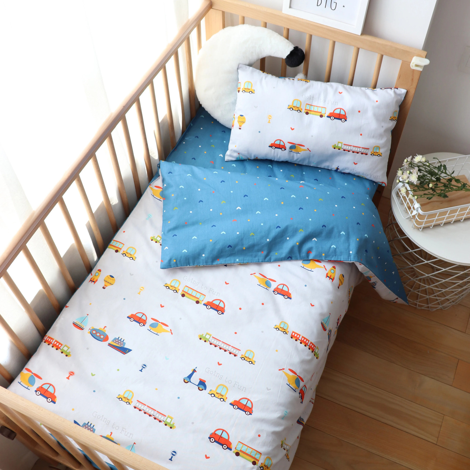 Baby Nursery Bedding Set 3 Pcs Cotton Cartoon Bed Linens Boy Girl Cot Crib Kit Pillowcase Quilt Cover Sheet Children Custom Size 250517z