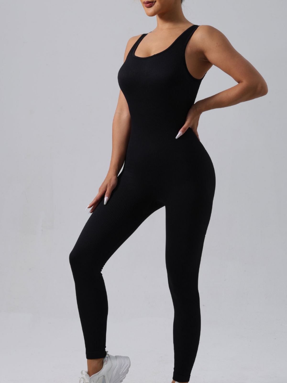 Hot selling seamless high elasticity threaded pants, sports back shaping jumpsuit, yoga suit