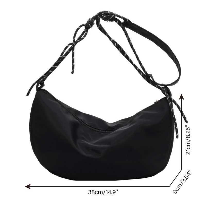 New Nylon Cloth Shoulder Bags Vintage Solid Color Hobos Bag Casual Large Capacity Diagonal Bag Fashion Versatile Women Handbag Y250528