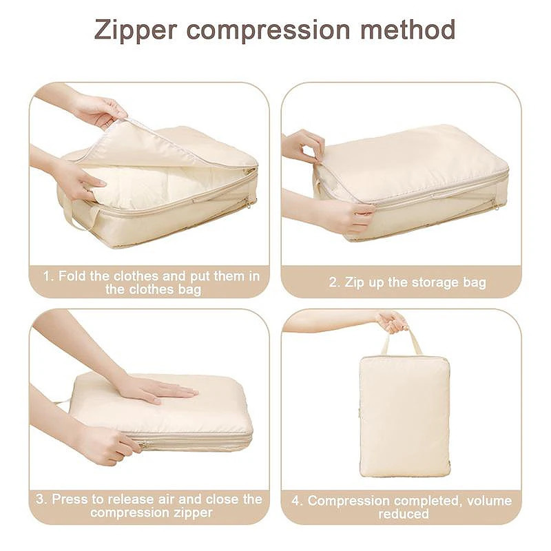 4Pcs Travel Storage Bag Travel Compression Bag Luggage Organizer Travel Pouch Packing Cubes for Travel Bag Organizer 250526