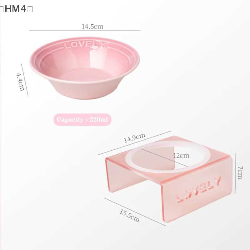 Cat Food Tray Nordic Style Ceramic Bowl Multiple Colors Pet Bowl Cat Water Bowl Cat Food Bowl Acrylic Stand Pet Supplies Y250528