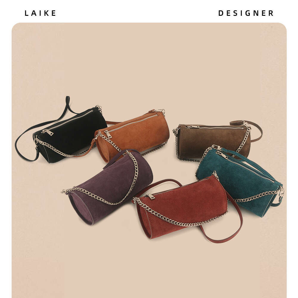 for Women New Genuine Leather Matte Round Barrel Shoulder Fashion Simple Underarm Bag High-end Niche Handbag