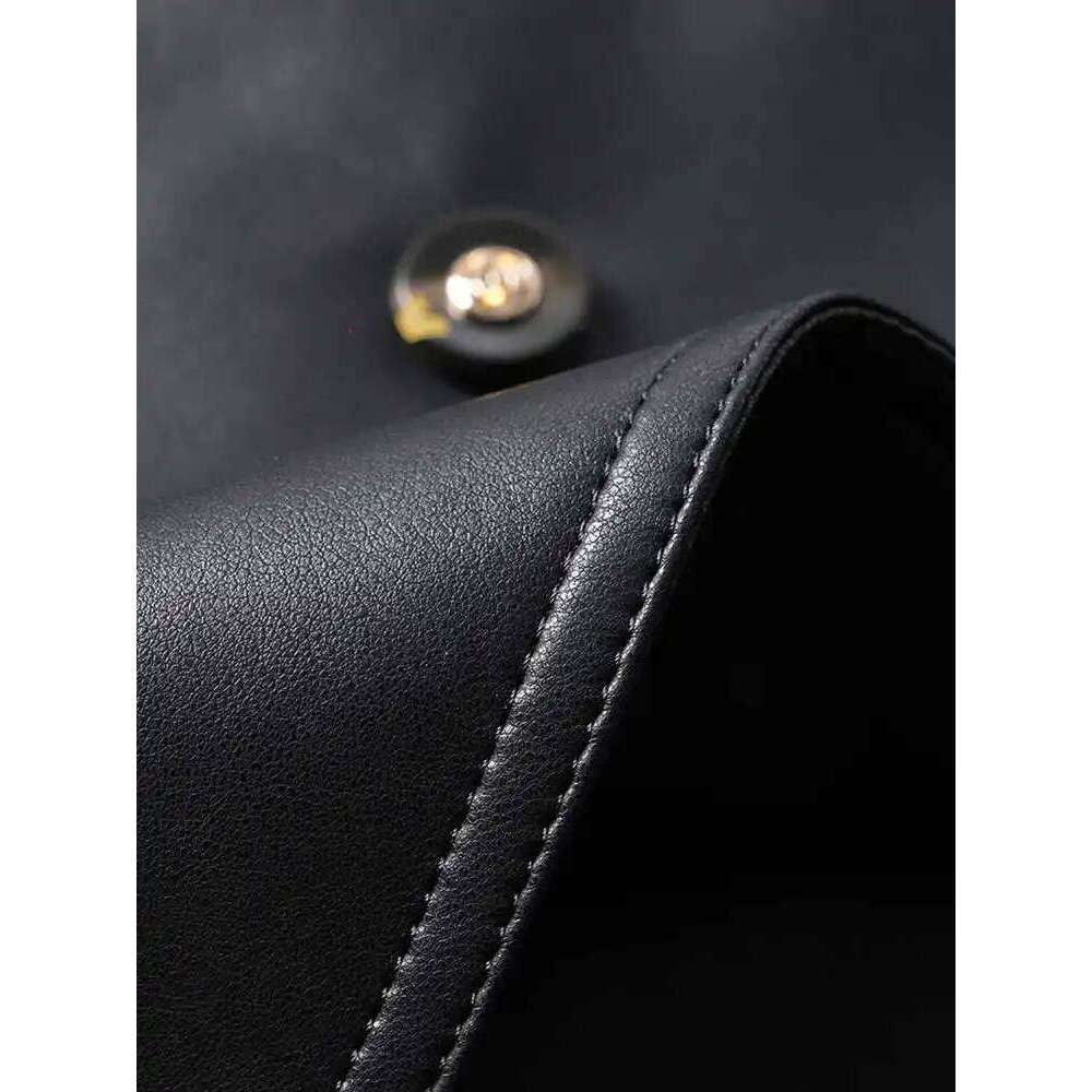 Genuine Leather Trench Autumn Winter Women's Double Breasted Sheepskin Mid Length Coat With Belt Ladies Overcoat Outerwear