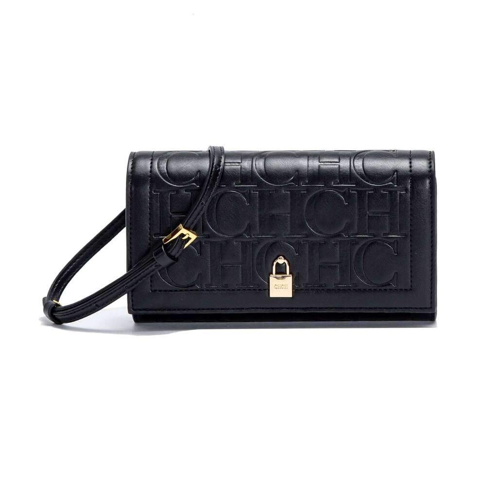 Elegant Simple Pure Colour Design 2024 New Ladies Shoulder Bag Letters Printing Lock Clasp Accessories Compact Versatile