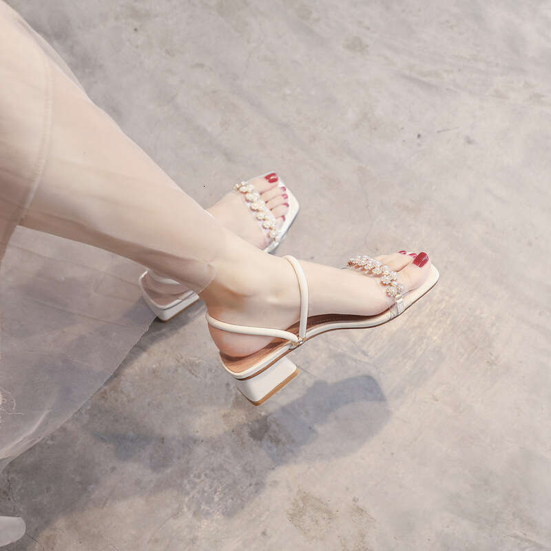 Fairy Style French Fashion Chunky Heel Sandals 2025 Summer New Flat Niche Design Sense Internet Celebrity Women's Shoes