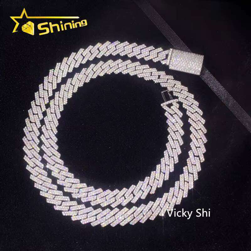 Hot Selling Iced Out S Sier Men 10MM Width Gold Plated Moissanite Cuban Link Bracelet & Necklace