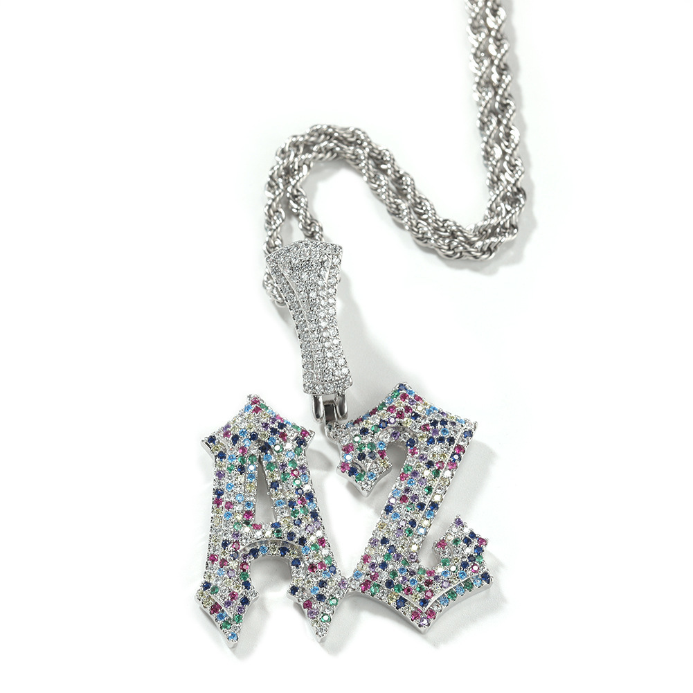 Colored moissanite hip-hop style designer custom pendant necklace for men Hip-hop jewelry gift