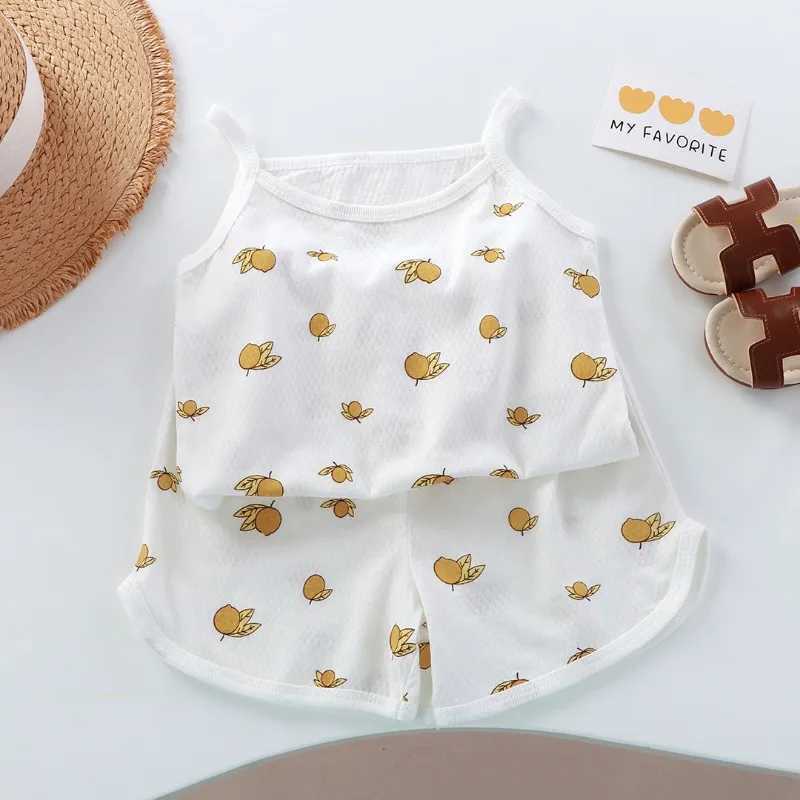 Girls Summer Clothes Sets New Baby Sleeveless Tops Shorts 2 Pieces Suit Girls Square Collar Clothing Set Kids Cotton Clothes X250528
