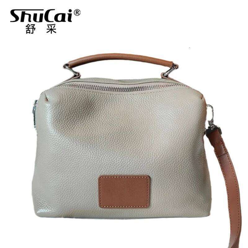 SHUCAI fashion new soft top layer cowhide casual simple commuter hand-held one-shoulder messenger bag
