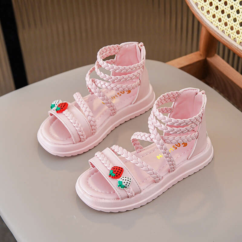 Girls' Sandals Summer 2025 New Fashion Open-Toe Princess for Big Girls Children's Roman Shoes