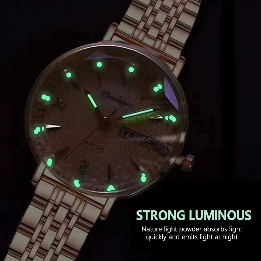 POEDAGAR Watch Women New Fashion Luxury Stainless Steel Wristwatch Bracelet Simple Rose Gold Waterproof Luminous Ladies Watches XJ250527