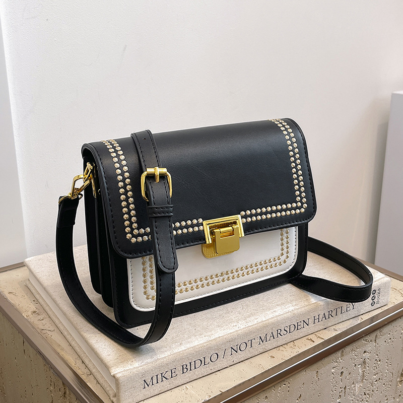 Luxury Brand Designer Bag Simple 2024 New Trendy Ins Temperament Japanese And Korean Shoulder Crossbody Small Square Contrasting Color Bag